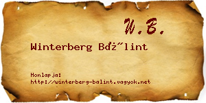 Winterberg Bálint névjegykártya